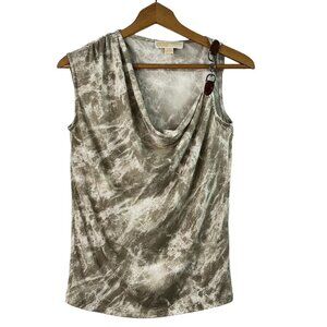 Michael Kors Womens XS Asymmetrical Sleeveless Top Beige Cream Chain Detail